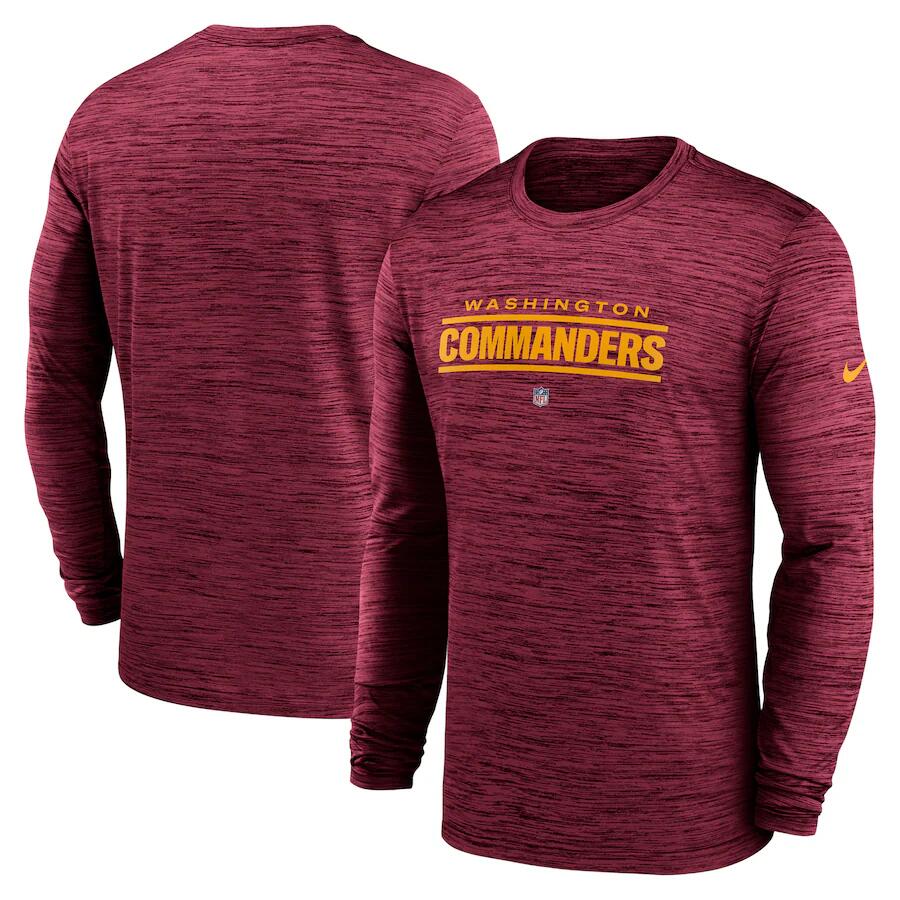Men's Washington Commanders Burgundy Sideline Team Velocity Performance Long Sleeve T-Shirt Men's Washington Commanders Burgundy Sideline Team Velocity Performance Long Sleeve T-Shirt